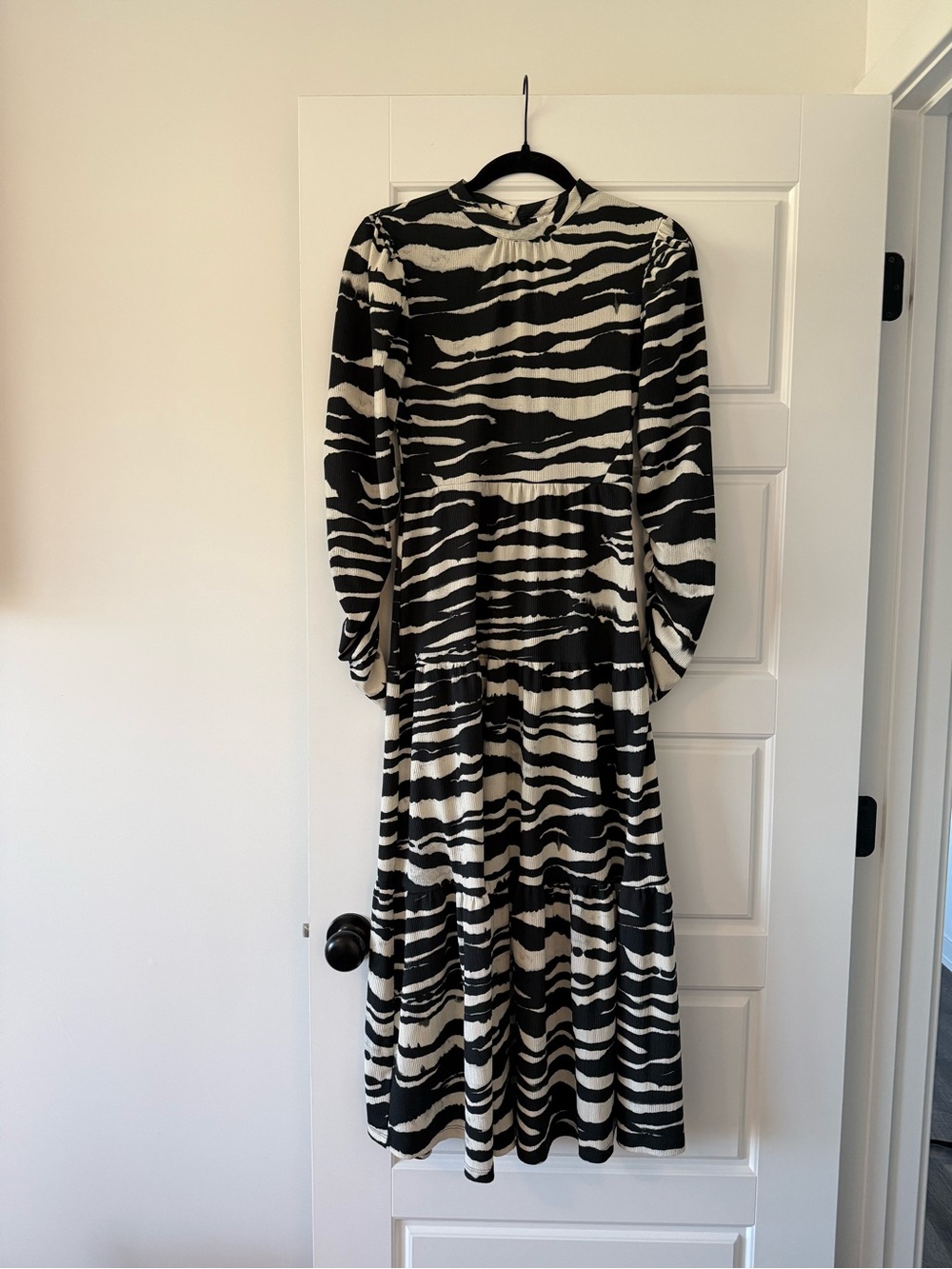 Topshop Black and White Zebra-Print Maxi Dress